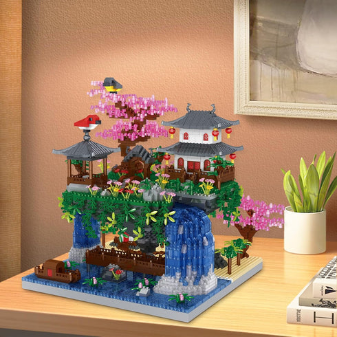 Cherry Blossom Tree Building Set, Japanese Sakura Tree House Building Blocks Kit, Bonsai Tree Set for Adults