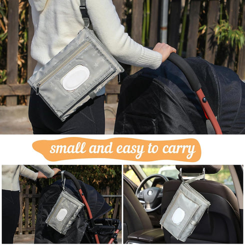 Cateep Portable Baby Diaper Changing Pad with Wipe Dispenser and Waste Bag Dispenser Detachable Diaper Changing Travel