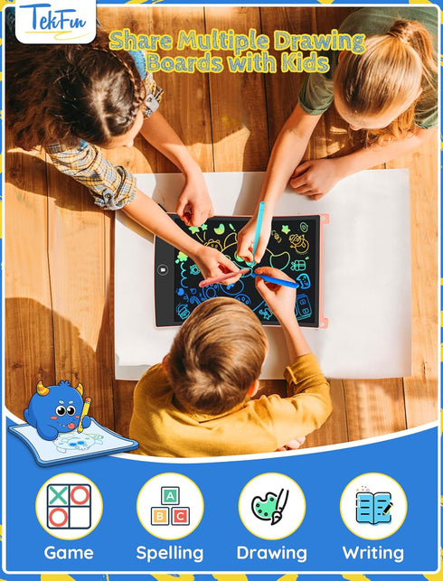 TEKFUN 8.5in 2 Pack LCD Writing Tablet for Kids, Doodle Board with Anti-Lost Stylus, Educational Gift for Ages 3-7