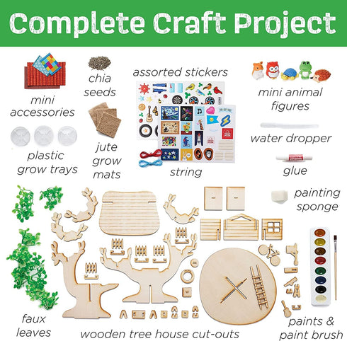 Creativity for Kids Build and Grow Tree House Craft Kit - Treehouse Playset Toy for Boys and Girls