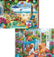 2 Pack 300 Piece Puzzle for Adults, Garden Dogs Seaside Porch Jigsaw