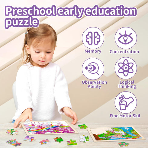 Sticeard 4-6,Unicorn 4 Packs 3-5,24 3 4 5 6 Puzzles for Kids Ages Princess Wooden Jigsaw Puzzles Puzzles for Kids Ages