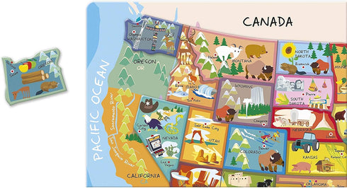 19.7-Inches 13.4-Inches 7-12 48 Janod - Magnetic USA Map x - for Children Years - Assembling Jigsaw Puzzles Together