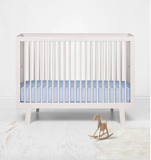 Bacati - ONE Solid Boys 100% Cotton Percale Universal Fitted Sheet for Crib or Toddler Bed (Light Blue)