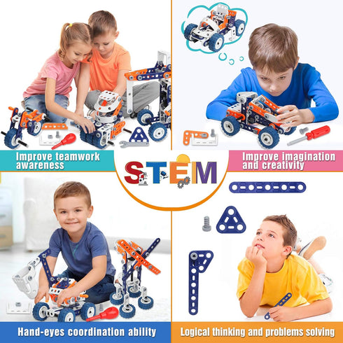 Building Toys for Boys Age 6-12, 152PCS Erector Set, 12 in 1 STEM Engineering Toys for Ages 7-12