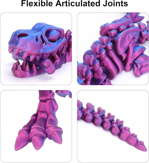 FunisFun 3D Printed Dragon with Articulated Bones - 3D Printed Dinosaur Fidget Toy Decor for Stress Relief