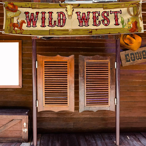Cowboy Party Decorations, Western Scene Setters for Cowboy Decorations Party, Wooden House Barn Banner