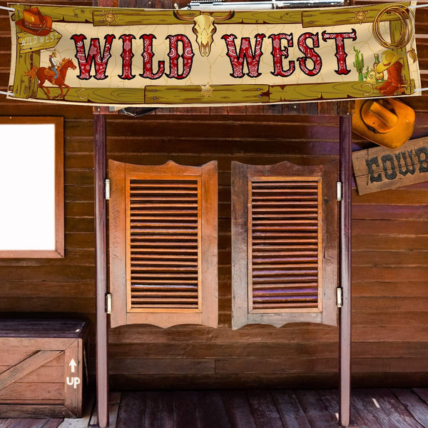 Cowboy Party Decorations, Western Scene Setters for Cowboy Decorations Party, Wooden House Barn Banner