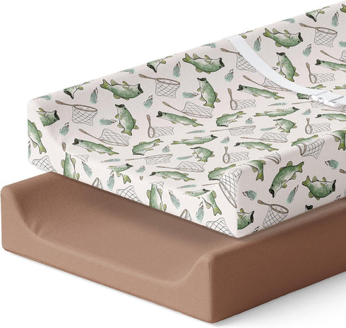 Pobibaby 2 Pack Premium Changing Pad Covers for Boys, Ultra-Soft Breathable Cotton