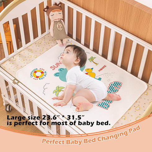 1 Pcs 23.6 * 31.5 Inch Waterproof Changing Pads for 0-3 Years Old Baby, Cute Leak Proof Crib Diaper Pads, Portable