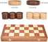 VAMSLOVE 14inch Checkers Folding Wooden Game Set, Classic 8x8 Checkerboard with Pieces Storage Slots (Instructions