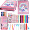 Leeche Fruit Scented Markers Set 44 Pcs Filled Stationery with Unicorn Pencil Case,Art