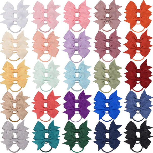 50PCS 2Inch Hair Bows Ties for Baby Girls, Multi-colored Grosgrain Ribbon Hair Accessories