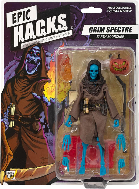 1:12 Boss Fight Studio Epic H.A.C.K.S. Grim Spectre Skeleton Action Figure Highly Articulated Collectible Figurine