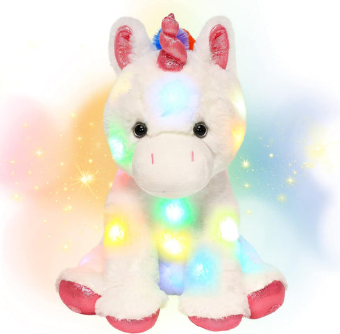 Hopearl LED Plush Unicorn Lighting Up Stuffed Animal Floppy Night Lights Glow