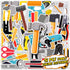 51 Pieces Tools Cupcake Toppers - Instrument Cake Decoration Tool Stickers (2 in 1) for Kids Girls 1st 2nd Birthday