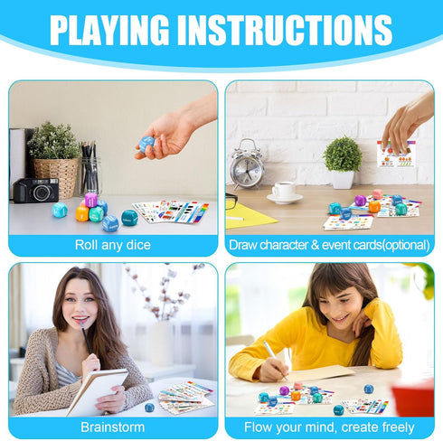 25 Pcs Art Dice Game, 9 Art Inspiration Dice and 16 Education Cards for Creative Drawing and Painting Set