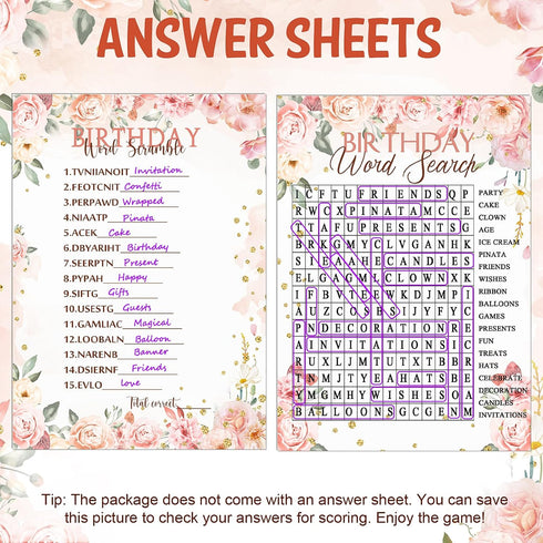 Fumete Birthday Party Games - 100 Pcs Who Knows The Birthday Girl Game with 20 Pencils, Girly Birthday Cards Set for