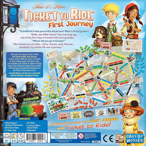 Ticket to Ride Europe First Journey Board Game - Strategy Game for Kids & Adults, 2-4 Players, 15-30 Minute Playtime