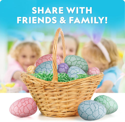 12 Blue Marble Easter Eggscavation Dig Kit - Easter Egg Dig Bricks with Real Gemstones & Glow in The Dark Dinosaur