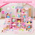 randhar 4-Story 15 2 3 4 5 6 7 8 9 10+ Doll House for Girls, Dream Dollhouse Rooms with Dolls, Lights, Animals