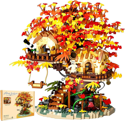 HJPLPXH Cherry Blossom Bonsai Tree House Building Blocks Set Plants Flowers Treehouse Architecture