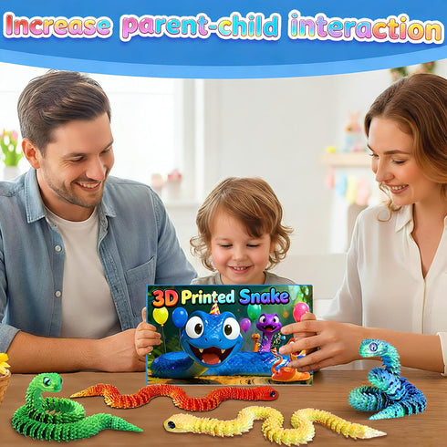 12PCS 3D 12in 3D 3D Ivrmtal Printed Snake Toys, Flexible Printed Animals for Easter Eggs Filled Easter Basket Stuffers