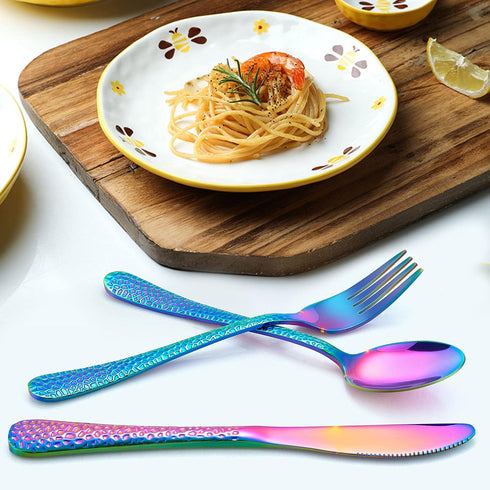 LIANYU 12-Piece Rainbow Kids Silverware Set, Stainless Steel Toddler Utensils, Dishwasher Safe