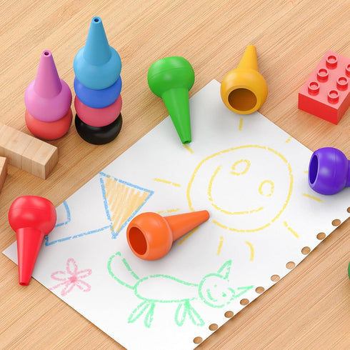 Gibot 12 Colors Palm Grip Crayons for Toddlers, Safe Stackable Toys for Kids, Boys and Girls