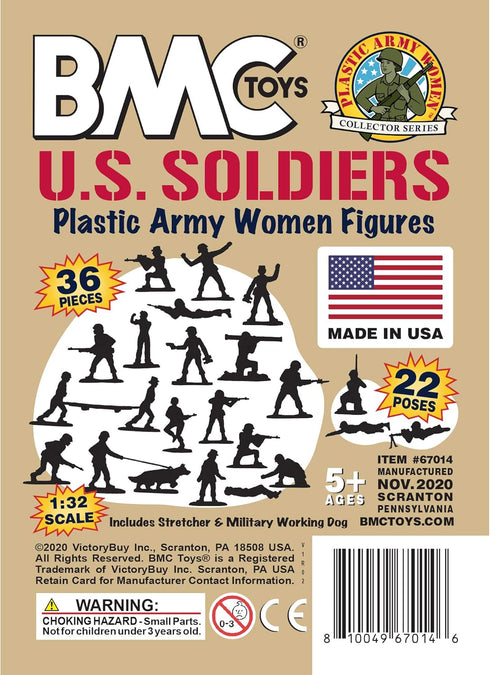 BMC Plastic Army Women - 36pc Tan Female Soldier Figures Made in USA