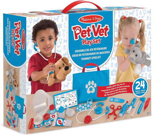 Melissa & Doug Examine and Treat Pet Vet Play Set (24 pcs) - Kids Veterinary Kit, STEAM Toy for Ages 3+