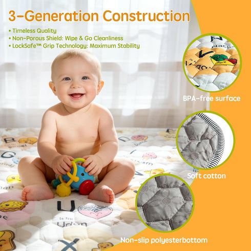 50" 50" ENVTEK Baby Play Mat for Floor Playpen - X Playpen Mat,Thick One-Piece Crawling, Odorless Floor Mat, Non-Slip