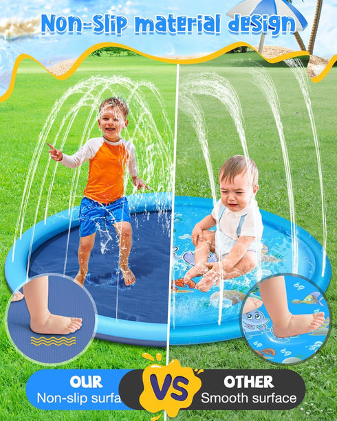 Splash Pad, YSJILIDE 94" Non-Slip Large Sprinkler Play Mat for Kids and Dogs, Outside Backyard Dog Pool