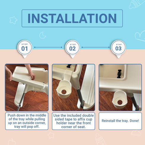 Cup Holder Compatible with IKEA Antilop High Chair, Accessory with Double Sided Tape for Kids