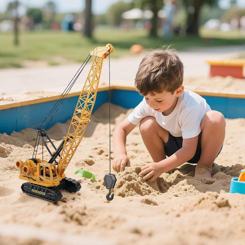 3-12 Diecast Crane Truck Toy for Boys Ages Metal Construction Toy Truck with Manual Lifting Arm Heavy Duty Toy Crane