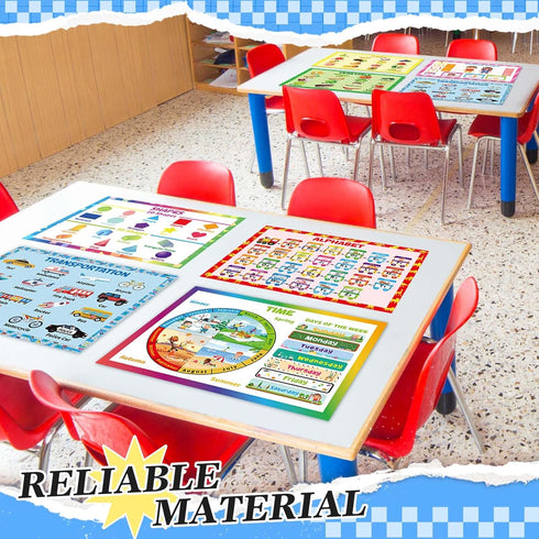 Mifoci 8 Pcs Educational Preschool Placemat Set for Kids Reusable Washable Non Slip Placemats for Dining Table Plastic Learning Mats for Nursery Kindergarten Homeschool Classroom Dining Table by Mifoci