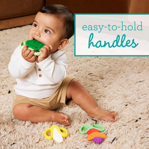 3-Pack Set Infantino Lil Nibbles Textured Silicone Teethers, BPA-Free Baby Teething Toy, Soft, Easy to Hold, Sensory