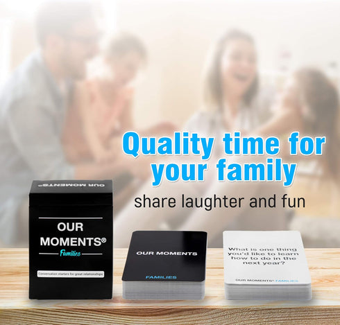 OUR MOMENTS Families: 100 Conversation Starter Cards for Families - Relationship Building for Car Travel & Family