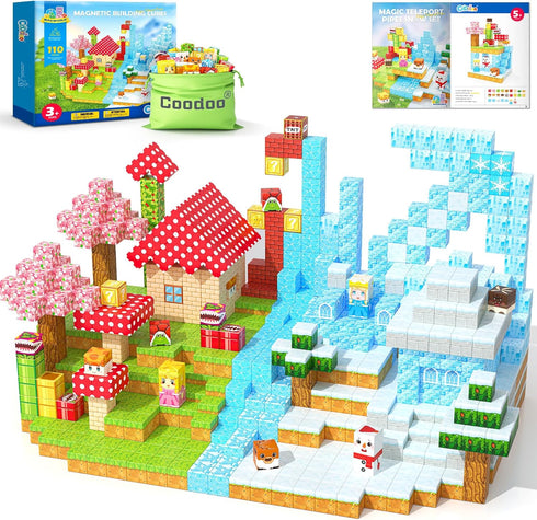 Coodoo 110PCS Magnetic Blocks - 1" Magnetic Building Blocks Sensory Toys for