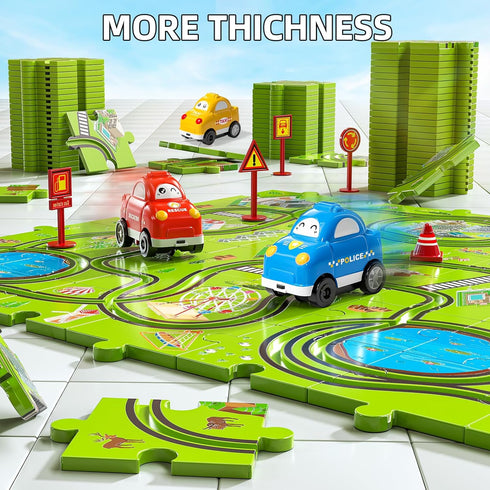 64 Set 3 4 5 6 3-5 3 1-3 2-4 4-6 JUKUDAHU Pieces Puzzle Race Track Car Toys for Year Old Boys - Puzzle Tracks Car Toys