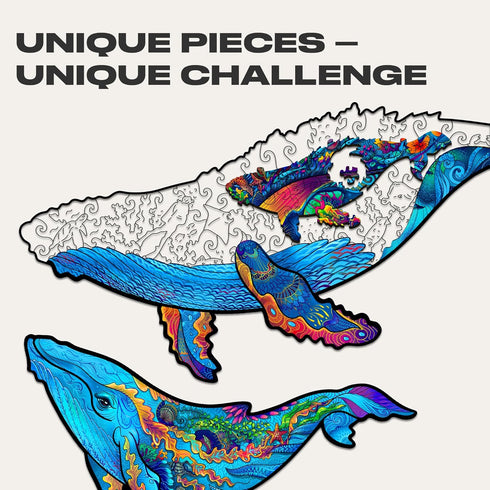 UNIDRAGON Original Wooden Jigsaw Puzzles - Milky Whales, 172 Pieces, Medium Size, Unique Gift Package