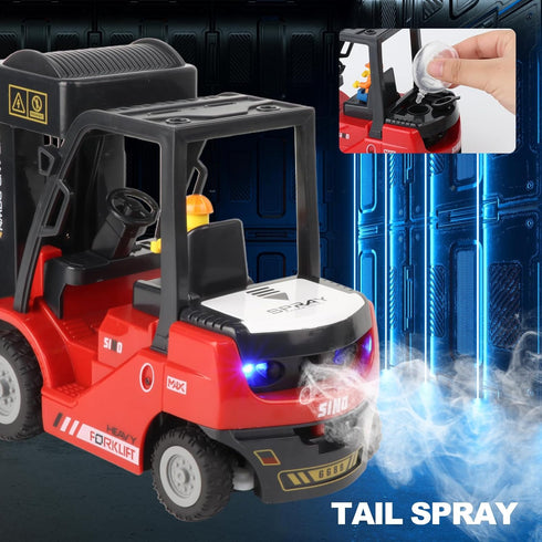 Set 11 6+ RC Forklift with Trailer, Kids Forklift Construction Toys with Lift Fork & Hook & Flatbed, Channel Kids