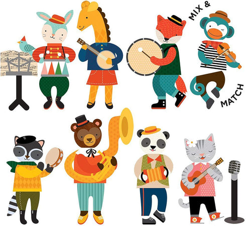 Petit Collage Magnetic Play Set, Animal Band - Mix & Match Magnetic Game Board for Ages 3+