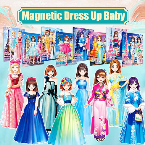 Daniel Axel 4-7 Set Magnetic Dress Up Paper Doll,Magnet Princess Dress Up Dolls for Girls Ages Kids,Travel Activities