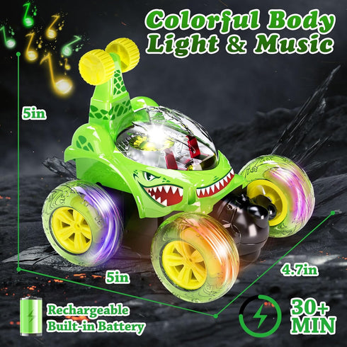 3 4-7 8-12 4WD 360 3D Hymaz Rc Stunt Car for Kids Year Old, Remote Control Car with Flips, Lights & Music, Cool Boys