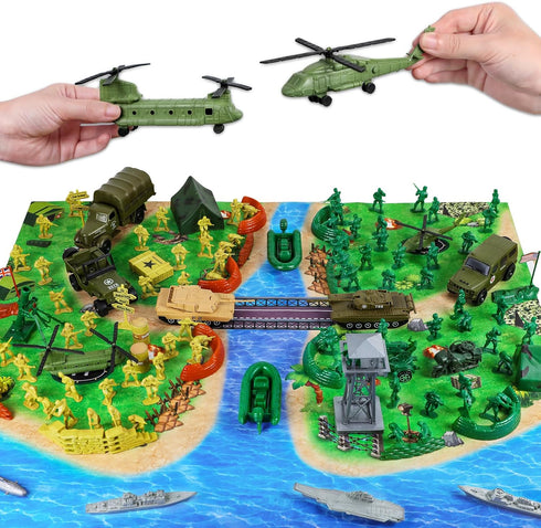 Army Men Military Toys for Boys Age 3-12, 124 Pcs Plastic Army