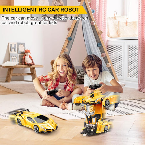 2.4GHz 360 4-12 Blackma Transform RC Car Toy - Remote Control Car with Flashing Lights, One-Button Deformation