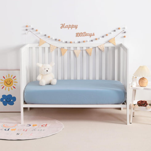 2 Pack 28x52 28x52 Inches NTBAY Muslin Cotton Crib Sheets, Soft and Breathable Double Layer Baby Crib Sheets