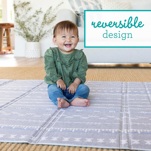 57" Infantino Foldable Soft Foam Play Mat, Baby Mat for Floor Time, Lightweight, Easy to Store, Wipeable, Multicolor
