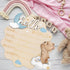 FYSUIMU Bear Theme Birth Announcement Sign Hello World Newborn Sign Cute Blue Bear Newborn Milestone Wooden Board